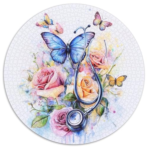 Butterfly and Rose Puzzle 1000 Teile Schwer Puzzle Spielzeug Lernspiel Impossible Herausforderungsspielzeug Für Erwachsene Kinder 1000pcs (67.5x67.5cm) von KKOLASXZE