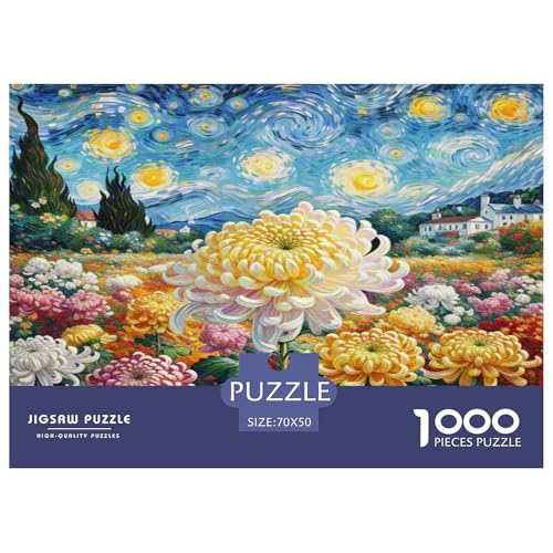 Chrysanthemen Puzzles 1000 Teile Schwer Puzzle Spielzeug Lernspiel Impossible Herausforderung Spielzeug Für Erwachsene Und Kinder in Bewährter 70x50cm/1000pcs von KKOLASXZE