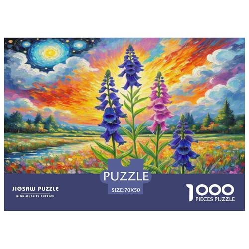 Delphinium Puzzle 1000-teilige Schwer Puzzle Spielzeug Lernspiel Impossible Herausforderungsspielzeug Für Erwachsene Kinder 70x50cm/1000pcs von KKOLASXZE