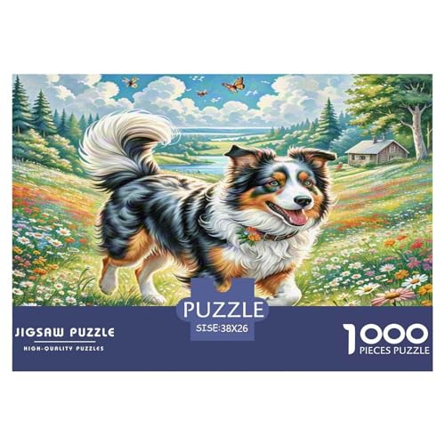 Der Border Collie Puzzle 1000 Teile Schwer Puzzle Spielzeug Lernspiel Impossible Herausforderungsspielzeug Für Erwachsene Kinder 38x26cm/1000pcs von KKOLASXZE