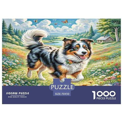 Der Border Collie Puzzle 1000 Teile Schwer Puzzle Spielzeug Lernspiel Impossible Herausforderungsspielzeug Für Erwachsene Und Kinder in Bewährter 70x50cm/1000pcs von KKOLASXZE