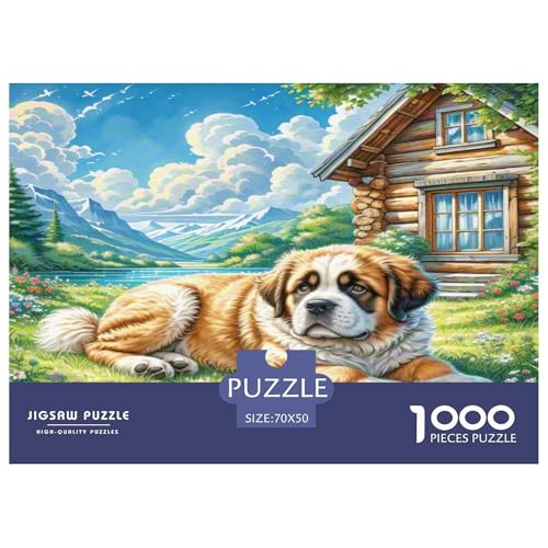 Der Saint Bernard Puzzles 1000 Teile Schwer Puzzle Spielzeug Lernspiel Impossible Herausforderung Spielzeug Für Erwachsene Und Kinder Ab 12 Jahren 70x50cm/1000pcs von KKOLASXZE