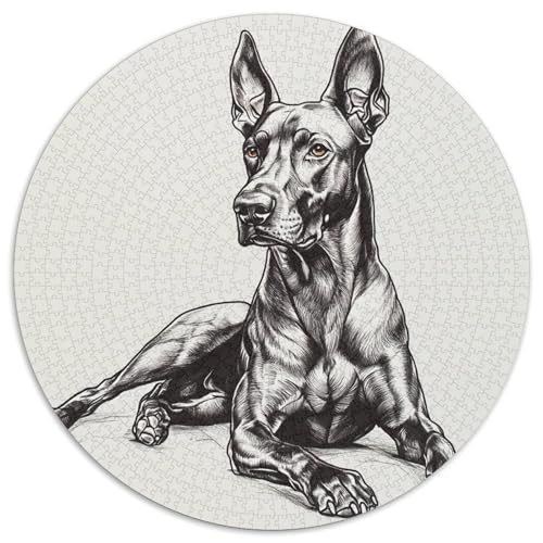 Doberman Puzzles 1000 Teile Schwer Puzzle Spielzeug Pädagogisches Spiel Impossible Herausforderung Spielzeug Für Erwachsene Kinder 1000pcs (67.5x67.5cm) von KKOLASXZE