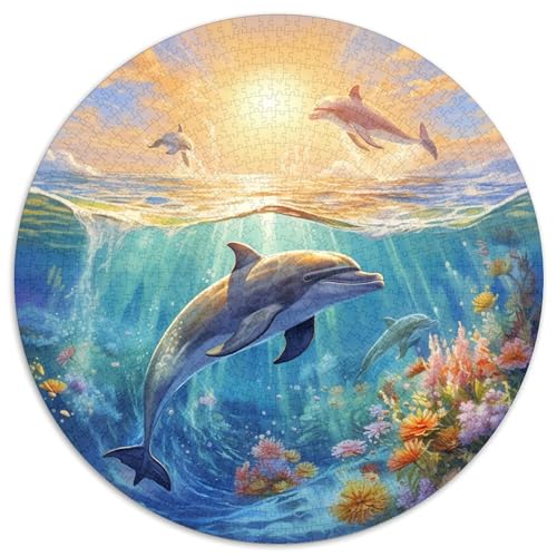 Dolphins Puzzle 1000-teilige Schwer Puzzle Spielzeug Lernspiel Impossible Herausforderung Spielzeug Für Erwachsene Und Kinder Ab 12 Jahren 1000pcs (67.5x67.5cm) von KKOLASXZE
