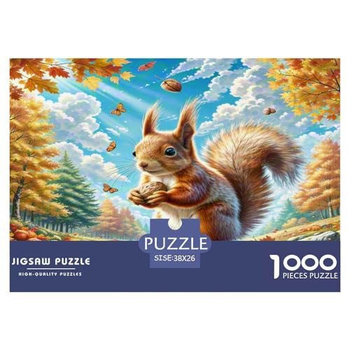 Eichhörnchen Puzzle 1000-teilige Schwer Puzzle Spielzeug Lernspiel Impossible Herausforderungsspielzeug Für Erwachsene Kinder 38x26cm/1000pcs von KKOLASXZE