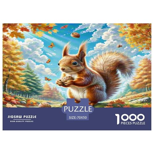 Eichhörnchen Puzzles 1000-teilige Schwer Puzzle Spielzeug Lernspiel Impossible Herausforderungsspielzeug Für Erwachsene Kinder 70x50cm/1000pcs von KKOLASXZE