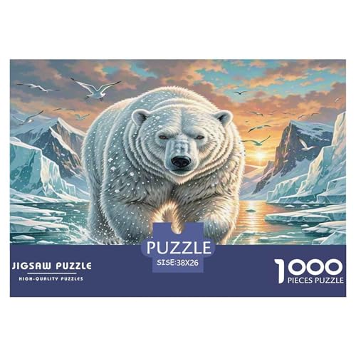 Eisbär Puzzle 1000 Teile Schwer Puzzle Spielzeug Lernspiel Impossible Herausforderungsspielzeug Für Erwachsene Kinder 38x26cm/1000pcs von KKOLASXZE