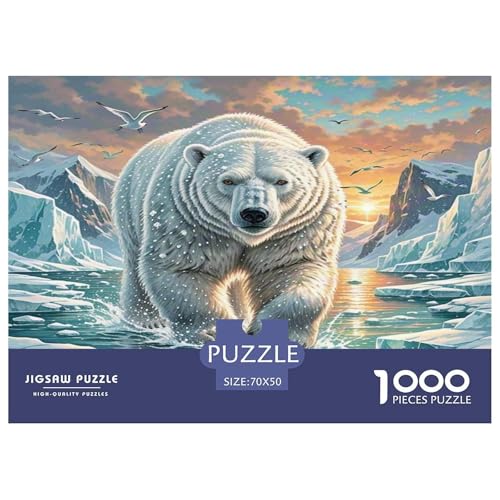 Eisbär Puzzle 1000-teilige Schwer Puzzle Spielzeug Pädagogisches Spiel Impossible Herausforderungsspielzeug Für Erwachsene Und Kinder Ab 12 Jahren 70x50cm/1000pcs von KKOLASXZE
