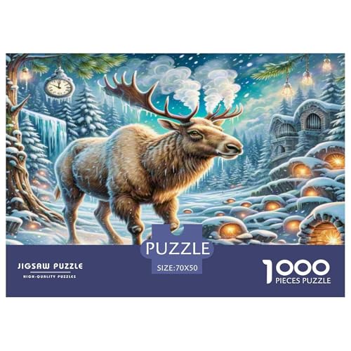 Elch Puzzles 1000 Teile Schwer Puzzle Spielzeug Lernspiel Impossible Herausforderungsspielzeug Für Erwachsene Kinder 70x50cm/1000pcs von KKOLASXZE