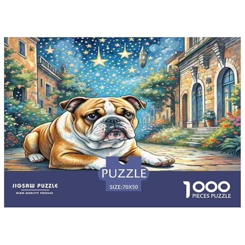Englischer Bulldog Puzzles 1000 Teile Schwer Puzzle Spielzeug Lernspiel Impossible Herausforderungsspielzeug Für Erwachsene Und Kinder in Bewährter 70x50cm/1000pcs von KKOLASXZE
