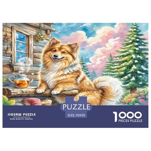 Finnischer Spitz Puzzles 1000-teilige Schwer Puzzle Spielzeug Lernspiel Impossible Herausforderungsspielzeug Für Erwachsene Und Kinder in Bewährter 70x50cm/1000pcs von KKOLASXZE