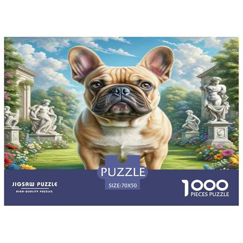 Französische Bulldogge Puzzles 1000-teilige Schwer Puzzle Spielzeug Lernspiel Impossible Herausforderungsspielzeug Für Erwachsene Und Kinder in Bewährter 70x50cm/1000pcs von KKOLASXZE