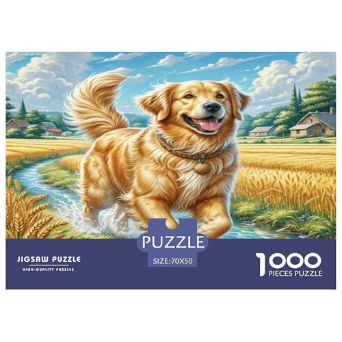 Goldener Retriever Puzzle 1000 Teile Schwer Puzzle Spielzeug Lernspiel Impossible Herausforderung Spielzeug Für Erwachsene Kinder 70x50cm/1000pcs von KKOLASXZE