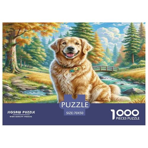 Goldener Retriever Puzzles 1000 Teile Schwer Puzzle Spielzeug Lernspiel Impossible Herausforderung Spielzeug Für Erwachsene Und Kinder Ab 14 Jahren 70x50cm/1000pcs von KKOLASXZE