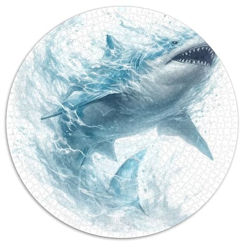Great White Shark Puzzle 1000-teilige Schwer Puzzle Spielzeug Lernspiel Impossible Herausforderung Spielzeug Für Erwachsene Und Kinder Ab 12 Jahren 1000pcs (67.5x67.5cm) von KKOLASXZE