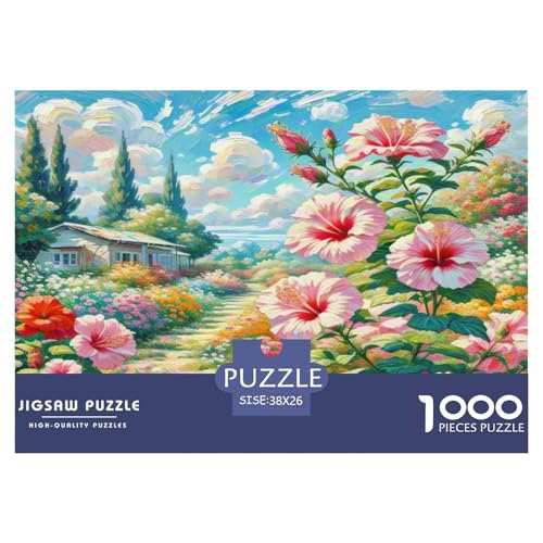 Hibiscus Puzzles 1000-teilige Schwer Puzzle Spielzeug Lernspiel Impossible Herausforderungsspielzeug Für Erwachsene Kinder 38x26cm/1000pcs von KKOLASXZE