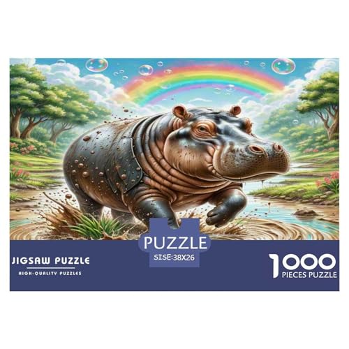 Hippopotamus Puzzle 1000 Teile Schwer Puzzle Spielzeug Lernspiel Impossible Herausforderungsspielzeug Für Erwachsene Kinder 38x26cm/1000pcs von KKOLASXZE