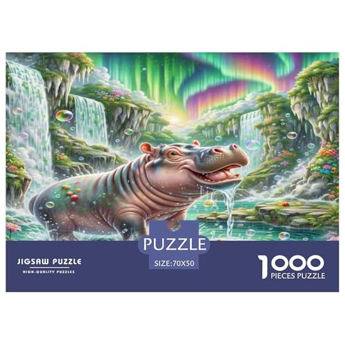 Hippopotamus Puzzle 1000 Teile Schwer Puzzle Spielzeug Lernspiel Impossible Herausforderungsspielzeug Für Erwachsene Kinder 70x50cm/1000pcs von KKOLASXZE
