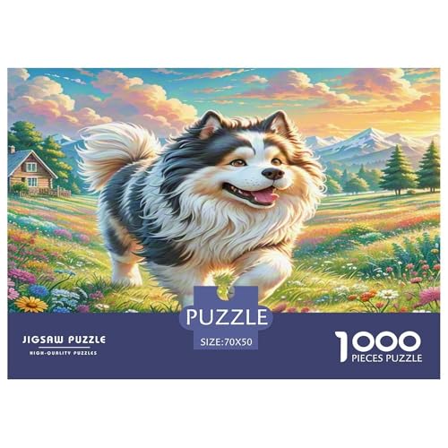 Keeshond Puzzles 1000 Teile Schwer Puzzle Spielzeug Lernspiel Impossible Herausforderung Spielzeug Für Erwachsene Kinder 70x50cm/1000pcs von KKOLASXZE