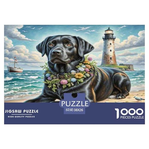 Labrador Retriever Puzzles 1000 Teile Schwer Puzzle Spielzeug Lernspiel Impossible Herausforderung Spielzeug Für Erwachsene Kinder 38x26cm/1000pcs von KKOLASXZE