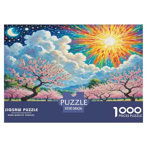 Pfirsichblüte Puzzle 1000-teilige Schwer Puzzle Spielzeug Pädagogisches Spiel Impossible Herausforderungsspielzeug Für Erwachsene Und Kinder Ab 12 Jahren 38x26cm/1000pcs von KKOLASXZE