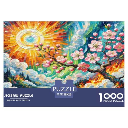 Pfirsichblüte Puzzles 1000-teilige Schwer Puzzle Spielzeug Lernspiel Impossible Herausforderungsspielzeug Für Erwachsene Kinder 38x26cm/1000pcs von KKOLASXZE