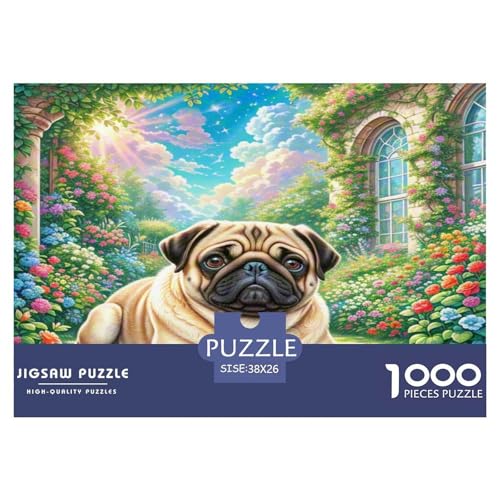 Pug Puzzle 1000 Teile Schwer Puzzle Spielzeug Lernspiel Impossible Herausforderungsspielzeug Für Erwachsene Kinder 38x26cm/1000pcs von KKOLASXZE