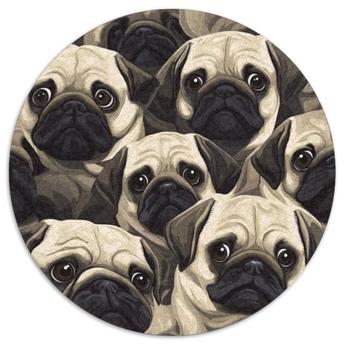 Pug Puzzle 1000-teilige Schwer Puzzle Spielzeug Lernspiel Impossible Herausforderungsspielzeug Für Erwachsene Kinder 1000pcs (67.5x67.5cm) von KKOLASXZE
