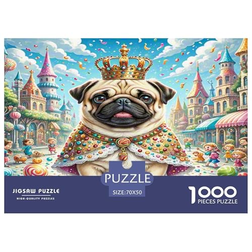 Pug Puzzles 1000 Teile Schwer Puzzle Spielzeug Pädagogisches Spiel Impossible Herausforderung Spielzeug Für Erwachsene Kinder 70x50cm/1000pcs von KKOLASXZE