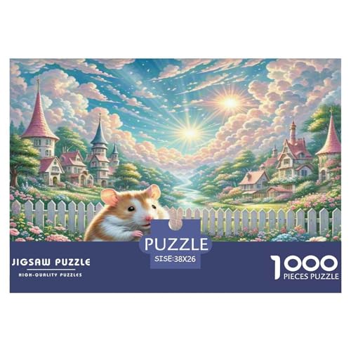 Roborovski Hamster Puzzles 1000-teilige Schwer Puzzle Spielzeug Lernspiel Impossible Herausforderungsspielzeug Für Erwachsene Und Kinder in Bewährter 38x26cm/1000pcs von KKOLASXZE