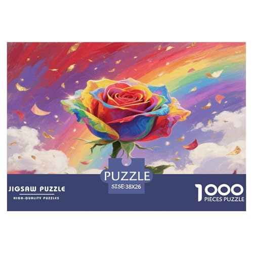 Rose Puzzle 1000-teilige Schwer Puzzle Spielzeug Pädagogisches Spiel Impossible Herausforderungsspielzeug Für Erwachsene Kinder 38x26cm/1000pcs von KKOLASXZE