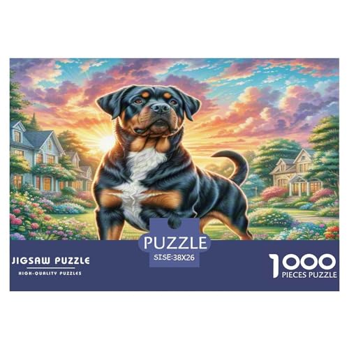 Rottweiler Puzzle 1000 Teile Schwer Puzzle Spielzeug Lernspiel Impossible Herausforderungsspielzeug Für Erwachsene Kinder 38x26cm/1000pcs von KKOLASXZE
