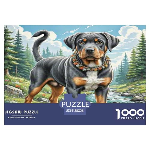 Rottweiler Puzzle 1000-teilige Schwer Puzzle Spielzeug Lernspiel Impossible Herausforderungsspielzeug Für Erwachsene Kinder 38x26cm/1000pcs von KKOLASXZE