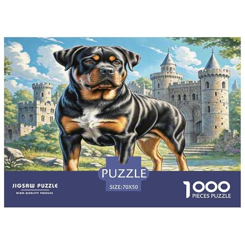 Rottweiler Puzzle 1000-teilige Schwer Puzzle Spielzeug Pädagogisches Spiel Impossible Herausforderungsspielzeug Für Erwachsene Und Kinder in Bewährter 70x50cm/1000pcs von KKOLASXZE