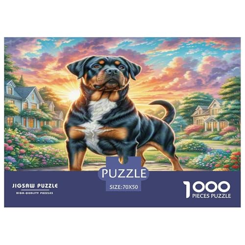 Rottweiler Puzzles 1000 Teile Schwer Puzzle Spielzeug Pädagogisches Spiel Impossible Herausforderungsspielzeug Für Erwachsene Kinder 70x50cm/1000pcs von KKOLASXZE