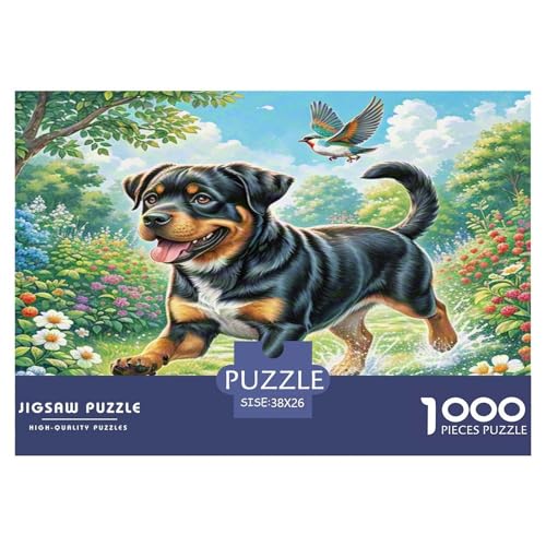 Rottweiler Puzzles 1000-teilige Schwer Puzzle Spielzeug Lernspiel Impossible Herausforderungsspielzeug Für Erwachsene Kinder 38x26cm/1000pcs von KKOLASXZE