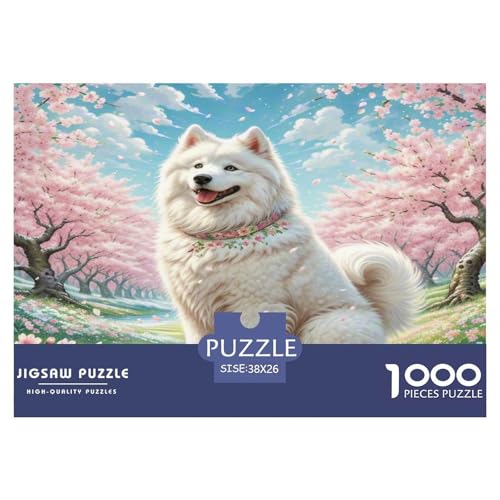 Samoyed Hund Puzzles 1000 Teile Schwer Puzzle Spielzeug Lernspiel Impossible Herausforderungsspielzeug Für Erwachsene Und Kinder in Bewährter 38x26cm/1000pcs von KKOLASXZE