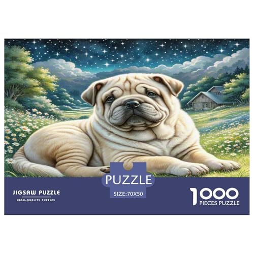 Schar Pei Puzzles 1000 Teile Schwer Puzzle Spielzeug Lernspiel Impossible Herausforderung Spielzeug Für Erwachsene Und Kinder in Bewährter 70x50cm/1000pcs von KKOLASXZE