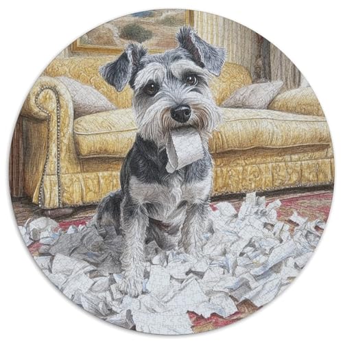 Schnauzer Puzzle 1000-teilige Schwer Puzzle Spielzeug Lernspiel Impossible Herausforderungsspielzeug Für Erwachsene Kinder 1000pcs (67.5x67.5cm) von KKOLASXZE