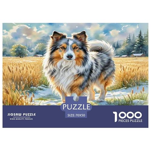 Schottischer SchäfErhund Puzzle 1000-teilige Schwer Puzzle Spielzeug Pädagogisches Spiel Impossible Herausforderungsspielzeug Für Erwachsene Kinder 70x50cm/1000pcs von KKOLASXZE