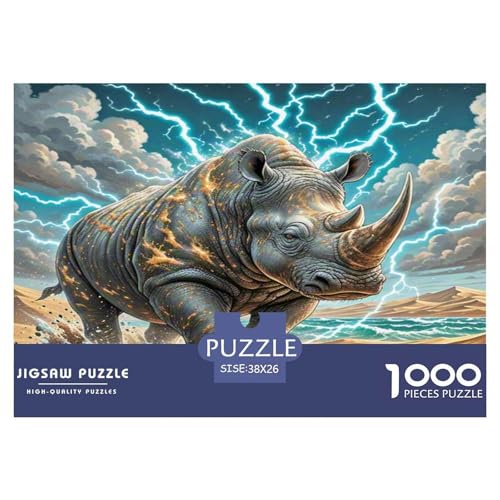 Schwarze Nashörner Puzzle 1000 Teile Schwer Puzzle Spielzeug Lernspiel Impossible Herausforderungsspielzeug Für Erwachsene Und Kinder Ab 14 Jahren 38x26cm/1000pcs von KKOLASXZE