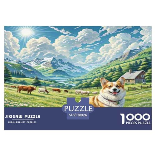 Schwedischer Vallhund Puzzles 1000 Teile Schwer Puzzle Spielzeug Lernspiel Impossible Herausforderung Spielzeug Für Erwachsene Kinder 38x26cm/1000pcs von KKOLASXZE
