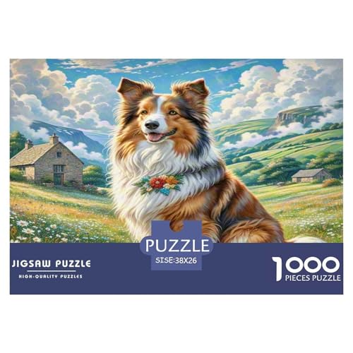 Shetland Schafedog Puzzle 1000 Teile Schwer Puzzle Spielzeug Lernspiel Impossible Herausforderung Spielzeug Für Erwachsene Und Kinder Ab 14 Jahren 38x26cm/1000pcs von KKOLASXZE