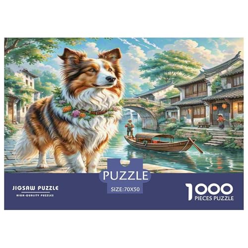 Shetland Schafedog Puzzle 1000 Teile Schwer Puzzle Spielzeug Lernspiel Impossible Herausforderungsspielzeug Für Erwachsene Kinder 70x50cm/1000pcs von KKOLASXZE