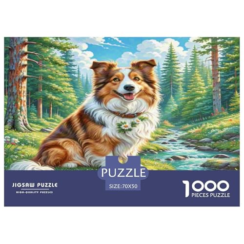 Shetland Schafedog Puzzle 1000-teilige Schwer Puzzle Spielzeug Lernspiel Impossible Herausforderung Spielzeug Für Erwachsene Und Kinder in Bewährter 70x50cm/1000pcs von KKOLASXZE