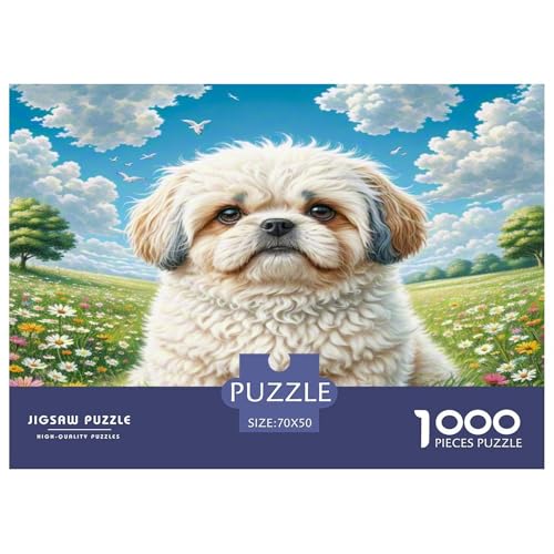 Shih Tzu Puzzles 1000 Teile Schwer Puzzle Spielzeug Lernspiel Impossible Herausforderung Spielzeug Für Erwachsene Kinder 70x50cm/1000pcs von KKOLASXZE