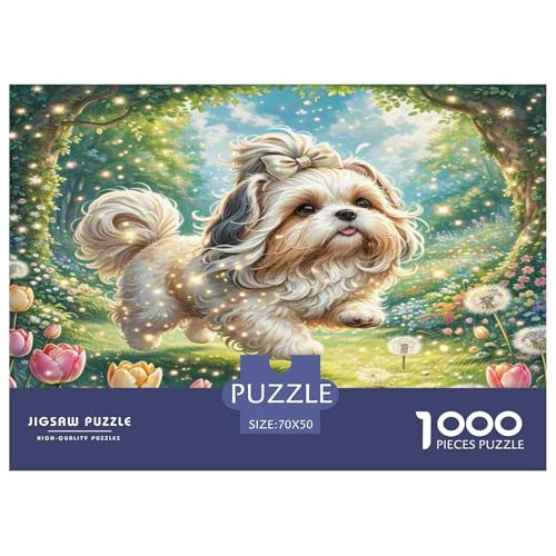 Shih Tzu Puzzles 1000 Teile Schwer Puzzle Spielzeug Lernspiel Impossible Herausforderung Spielzeug Für Erwachsene Kinder 70x50cm/1000pcs von KKOLASXZE