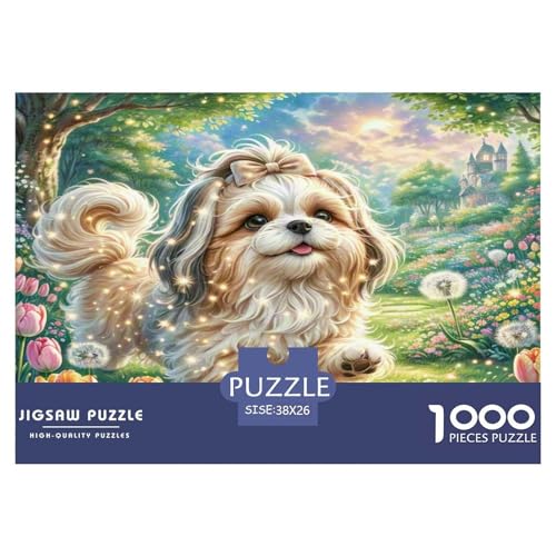 Shih Tzu Puzzles 1000 Teile Schwer Puzzle Spielzeug Pädagogisches Spiel Impossible Herausforderungsspielzeug Für Erwachsene Kinder 38x26cm/1000pcs von KKOLASXZE