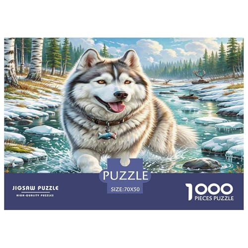 SibIrischer Husky Puzzles 1000 Teile Schwer Puzzle Spielzeug Lernspiel Impossible Herausforderungsspielzeug Für Erwachsene Und Kinder Ab 12 Jahren 70x50cm/1000pcs von KKOLASXZE