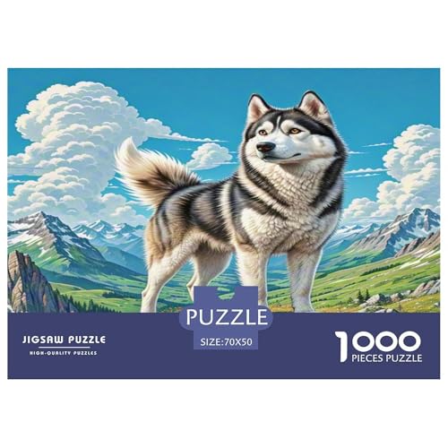 SibIrischer Husky Puzzles 1000 Teile Schwer Puzzle Spielzeug Pädagogisches Spiel Impossible Herausforderung Spielzeug Für Erwachsene Kinder 70x50cm/1000pcs von KKOLASXZE